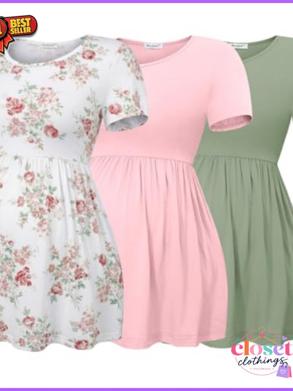Maternity T-Shirt Short Sleeve Empire Waist Rayon Spandex